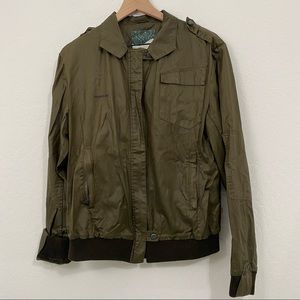 Skunkfunk Women’s S Green Full Zip Wax Bomber Jacket Utility Outerwear